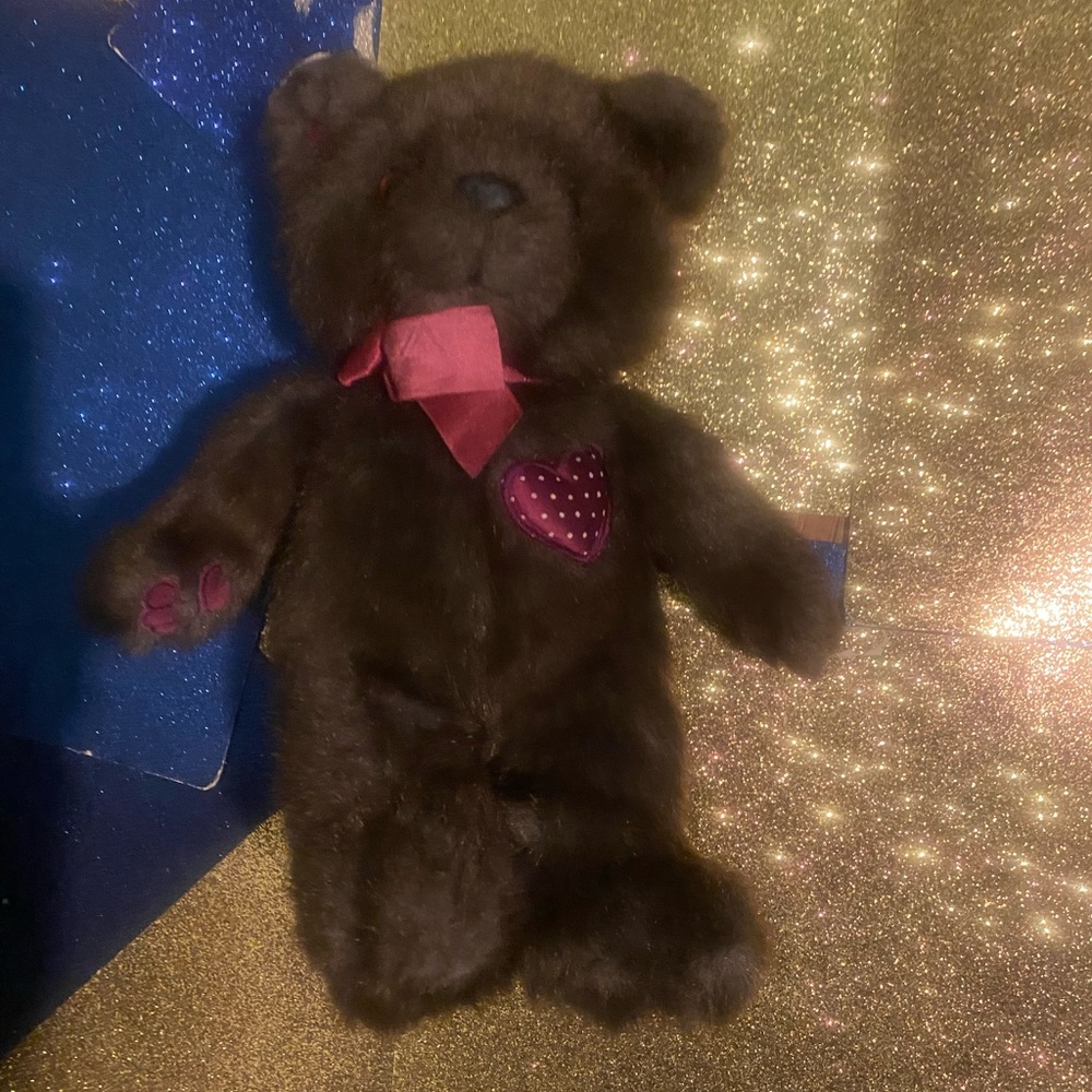 DAKIN 1987 VINTAGE COCO BROWN TEDDY STUFF  BOWTIE Bear RARE ADORABLE